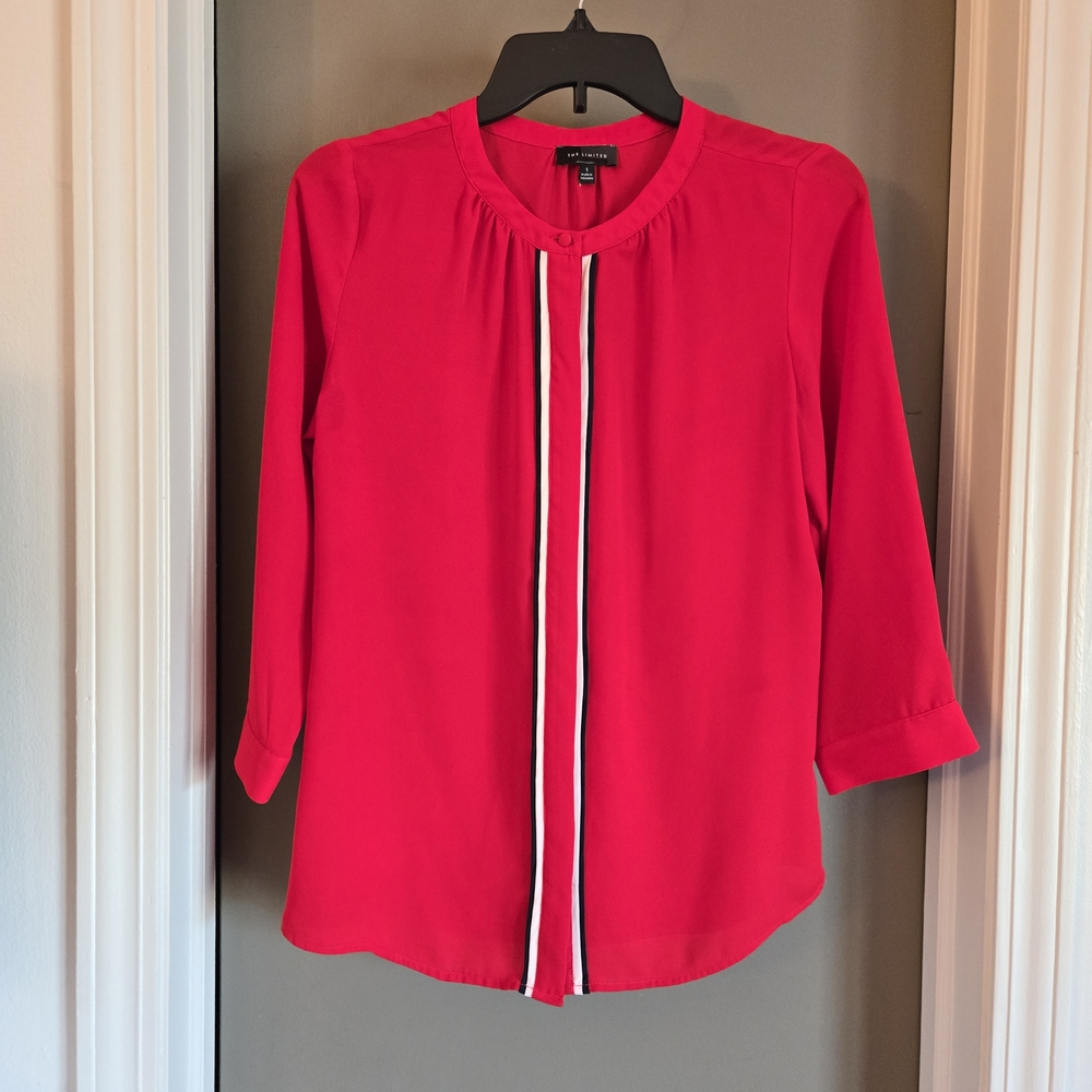 The Limited Vibrant Red Button Down Shirt with Black and White Accents